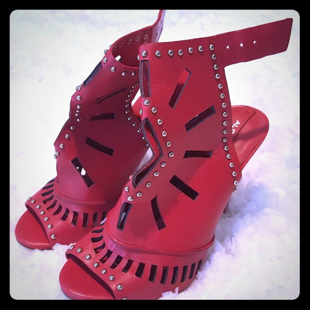 Aldo Women's Red Peek Toe High Heels Shoes Size 6